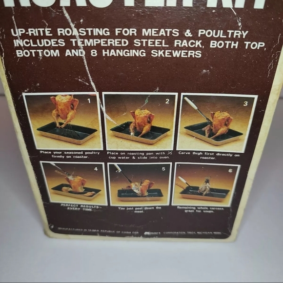Kmart "The Gourmet Up-Rite Roaster Kit" VTG Steel Top & Bottom Rack & Skewers - Picture 5 of 13